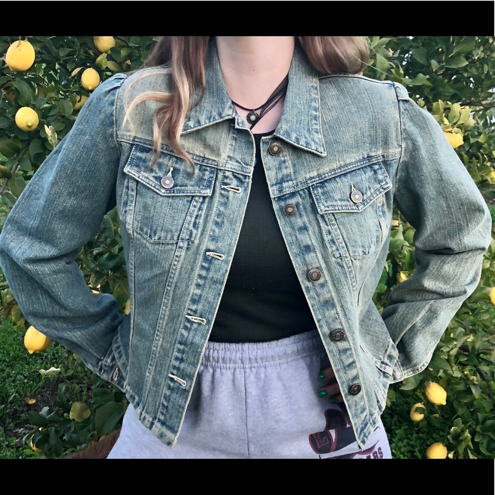 Hand painted sunflower denim jacket - Picture 2 of 2